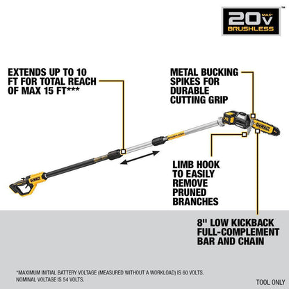 DeWalt 20V Max 8in. Cordless Battery Powered Pole & Chainsaw with 8in. Bar & Chain (34 Link)