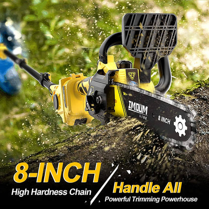 2-in-1 Brushless Pole Saw & Mini Chainsaw, IMOUMLIVE 8" Cutting Cordless Power Pole Saw for Wood Cutting, Trimming