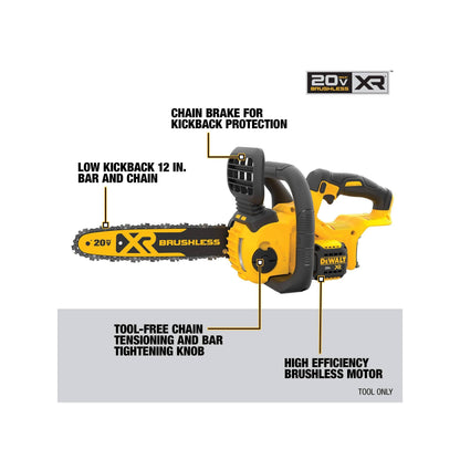 DeWalt 20V Max Compact Cordless 12" Chainsaw (Tool Only) DCCS620B